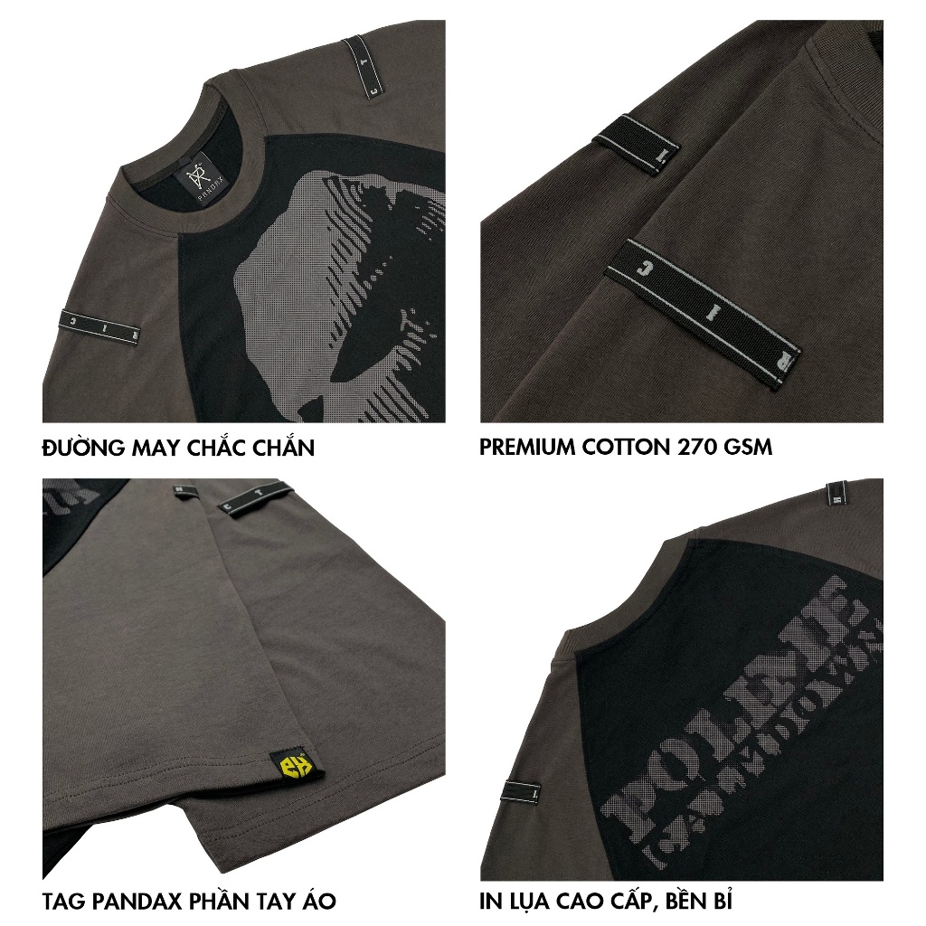Áo thun raglan nam local brand tay lỡ Pandax polime calm down chính hãng unisex form rộng big size cotton phối màu