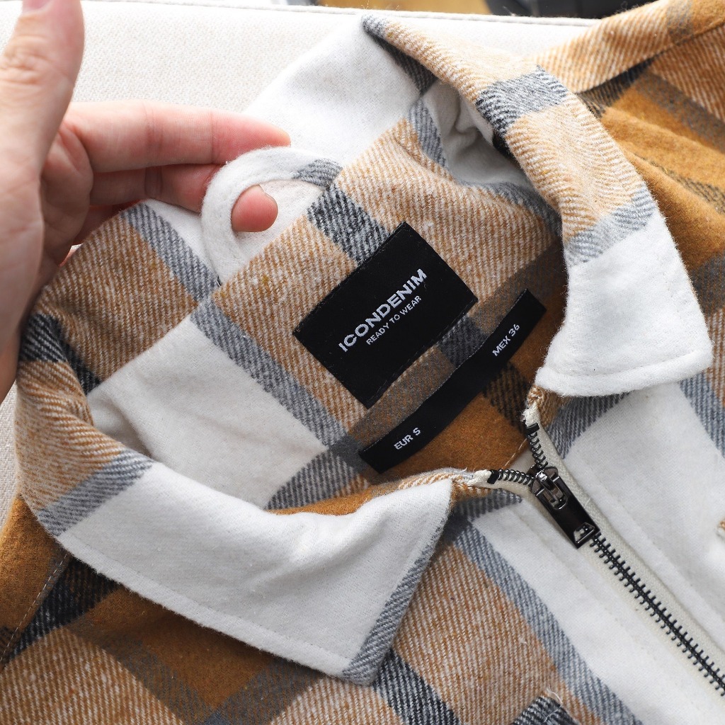 Áo Khoác ICDN Flannel Caro Nâu kiểu dàn Vintage - AKID0056