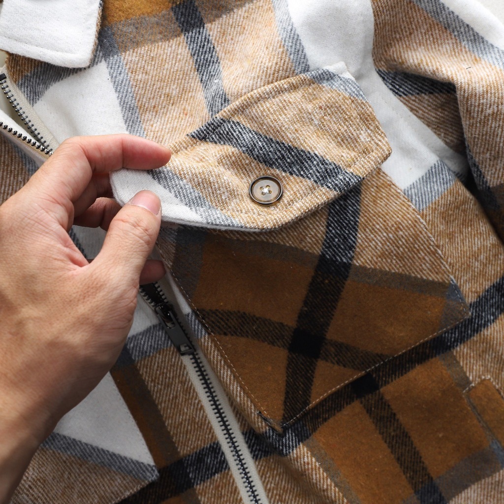 Áo Khoác ICDN Flannel Caro Nâu kiểu dàn Vintage - AKID0056