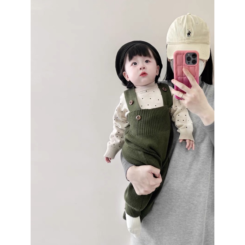 Set yếm len cao cấp diện thu đông cho bé gái xinh xắn đáng yêu
