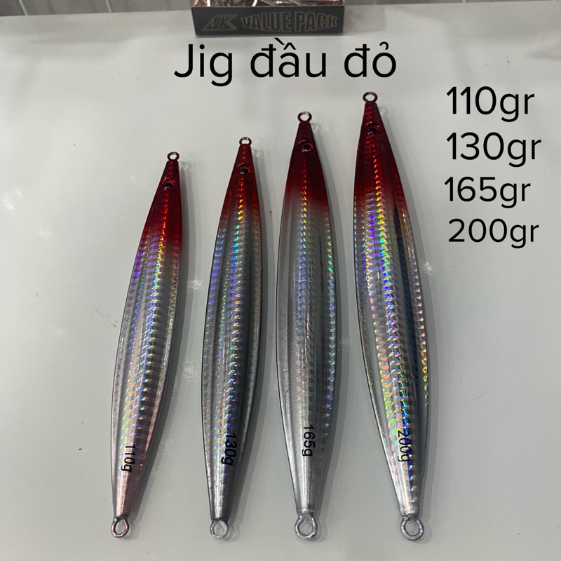 Mồi câu jig đầu đỏ nhạy cá 110 130 165 200gr