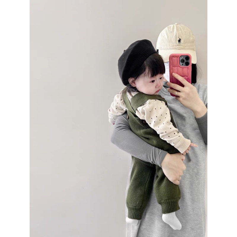 Set yếm len cao cấp diện thu đông cho bé gái xinh xắn đáng yêu