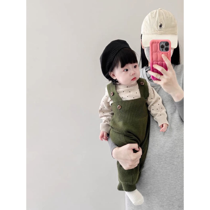 Set yếm len cao cấp diện thu đông cho bé gái xinh xắn đáng yêu