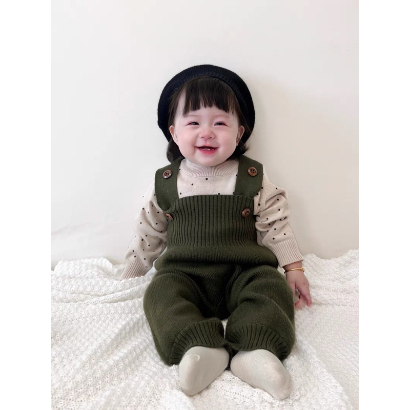 Set yếm len cao cấp diện thu đông cho bé gái xinh xắn đáng yêu