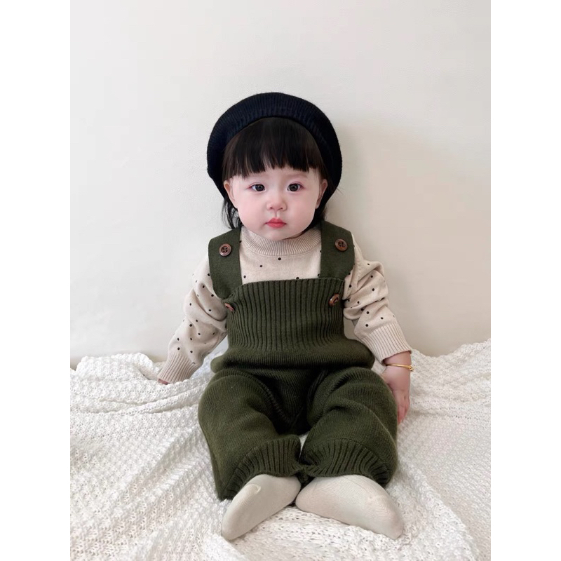 Set yếm len cao cấp diện thu đông cho bé gái xinh xắn đáng yêu