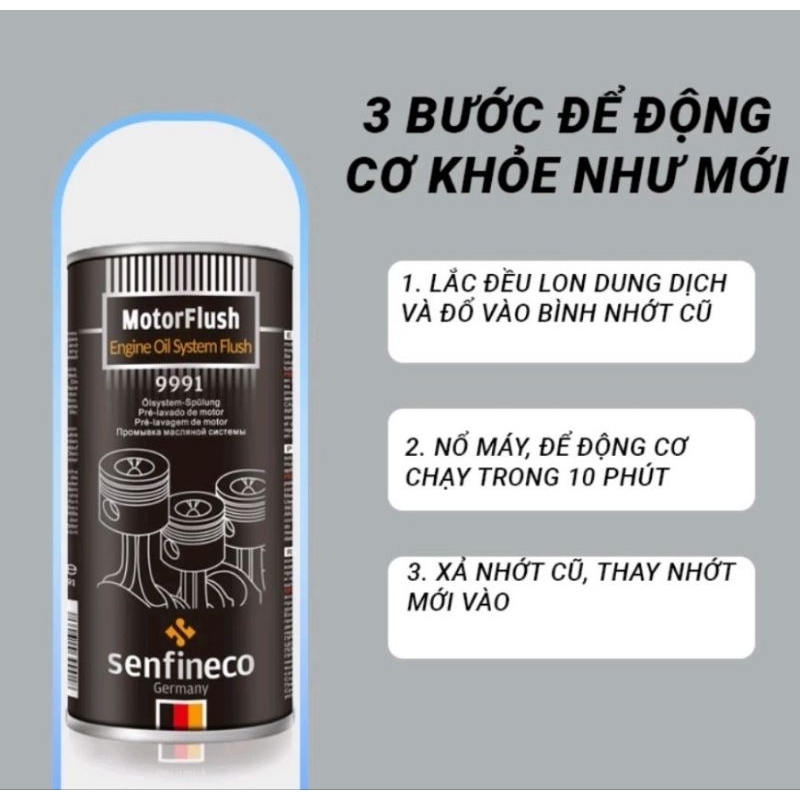 Súc Rửa Động Cơ Ô Tô Senfineco 9991 Motor Flush Engine Oil System Flush