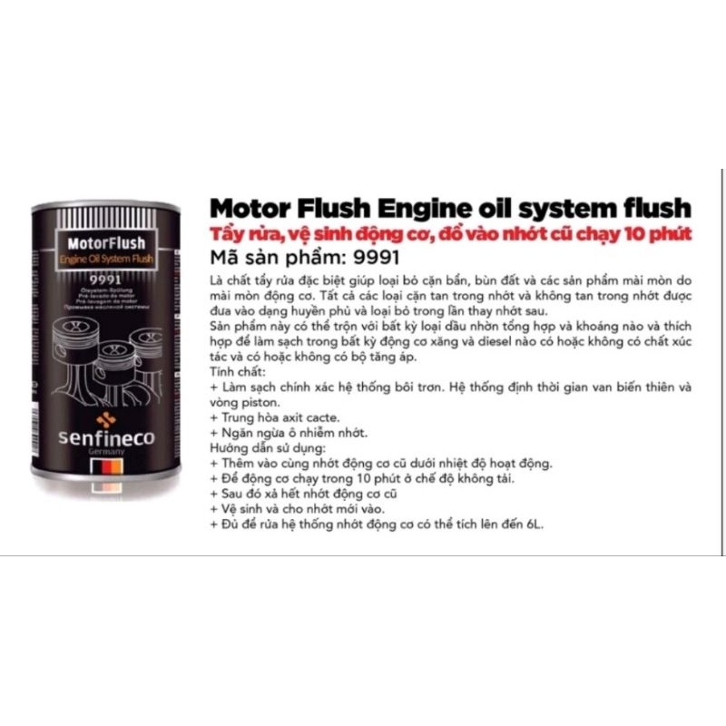 Súc Rửa Động Cơ Ô Tô Senfineco 9991 Motor Flush Engine Oil System Flush