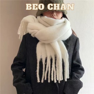 Khăn len quàng cổ nam nữ trắng  choàng cổ nam Pastel trơn, khăn đôi nam nữ quà tặng giáng sinh mềm mịn nhẹ ấm