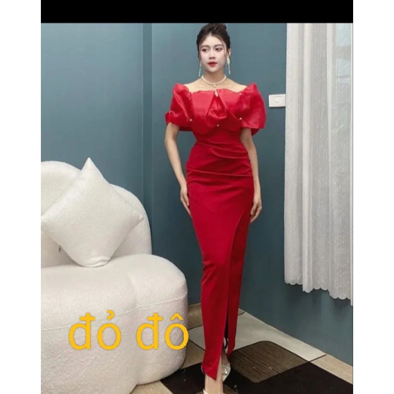 đầm dạ hội trễ vai sang chảnh