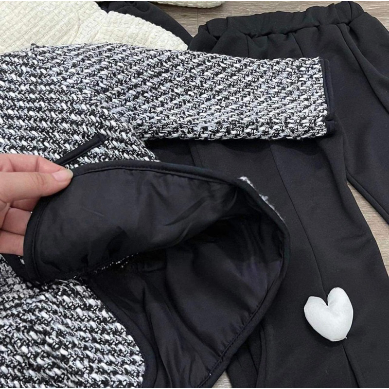 Bộ bé gái,Sét áo dạ babydoll + quần loe tim 10 đến 30kg