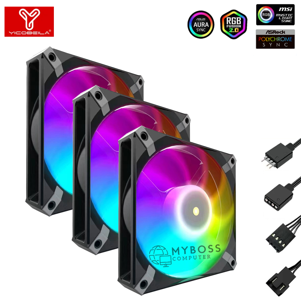 Fan Tản Nhiệt YICOBEILA Led ARGB Hai Màu Black/ White Sync Main - Bảo Hành 12 Tháng Chính Hãng