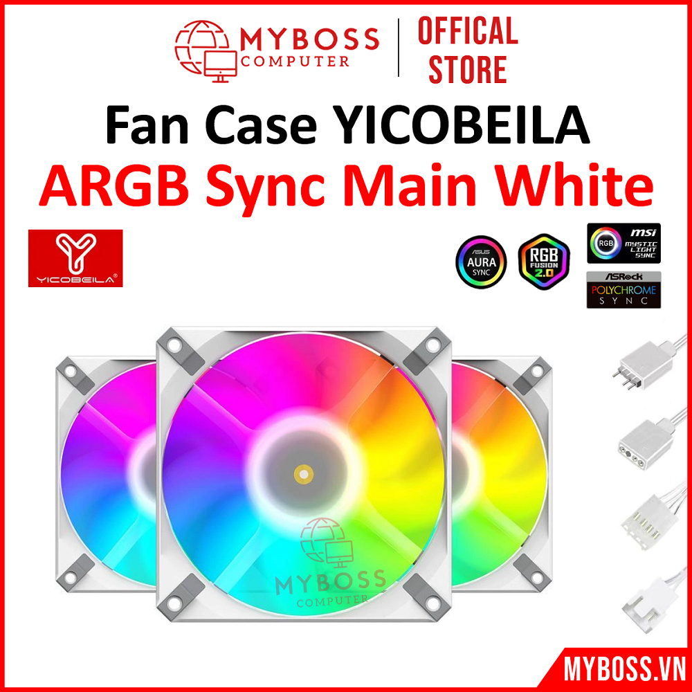 Fan Tản Nhiệt YICOBEILA Led ARGB Hai Màu Black/ White Sync Main - Bảo Hành 12 Tháng Chính Hãng