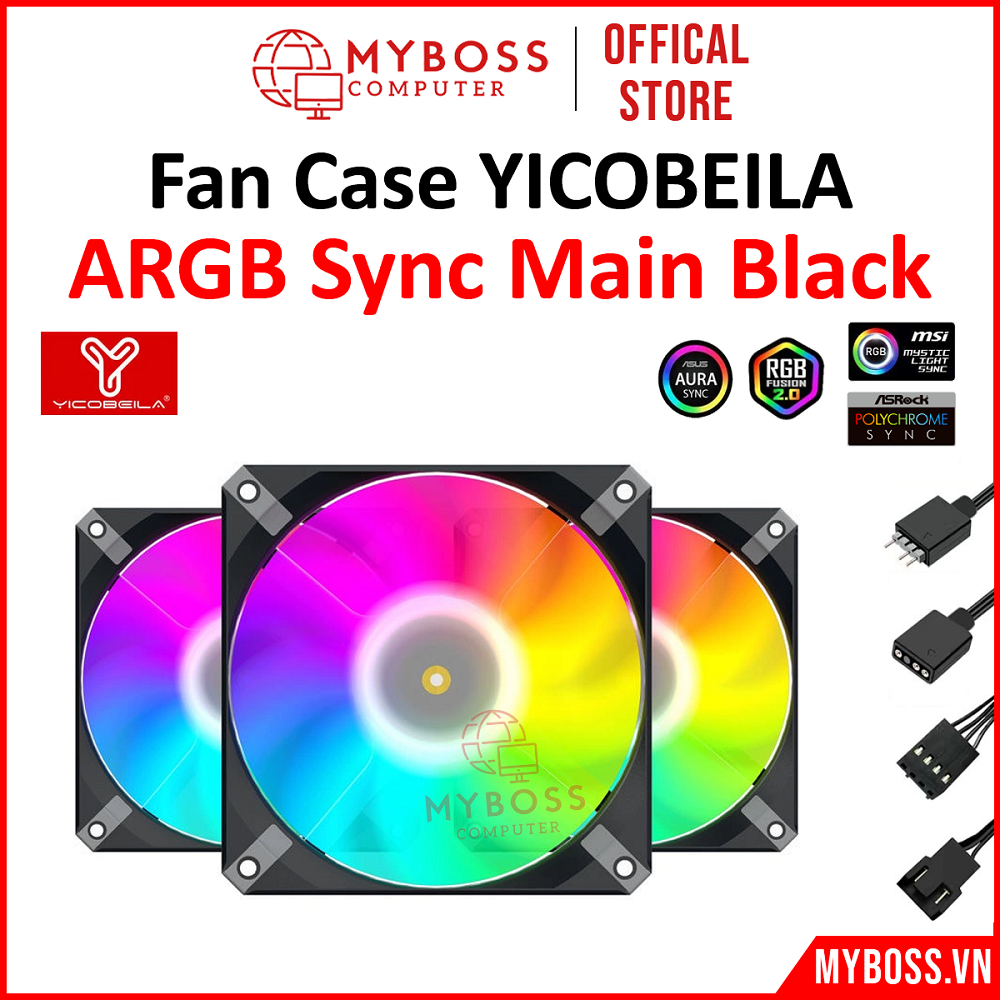 Fan Tản Nhiệt YICOBEILA Led ARGB Hai Màu Black/ White Sync Main - Bảo Hành 12 Tháng Chính Hãng