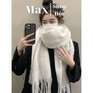 Khăn len quàng cổ nam nữ khăn trắng choàng cổ nam Pastel trơn, khăn đôi nam nữ quà tặng noel giáng sinh mềm mịn nhẹ ấm