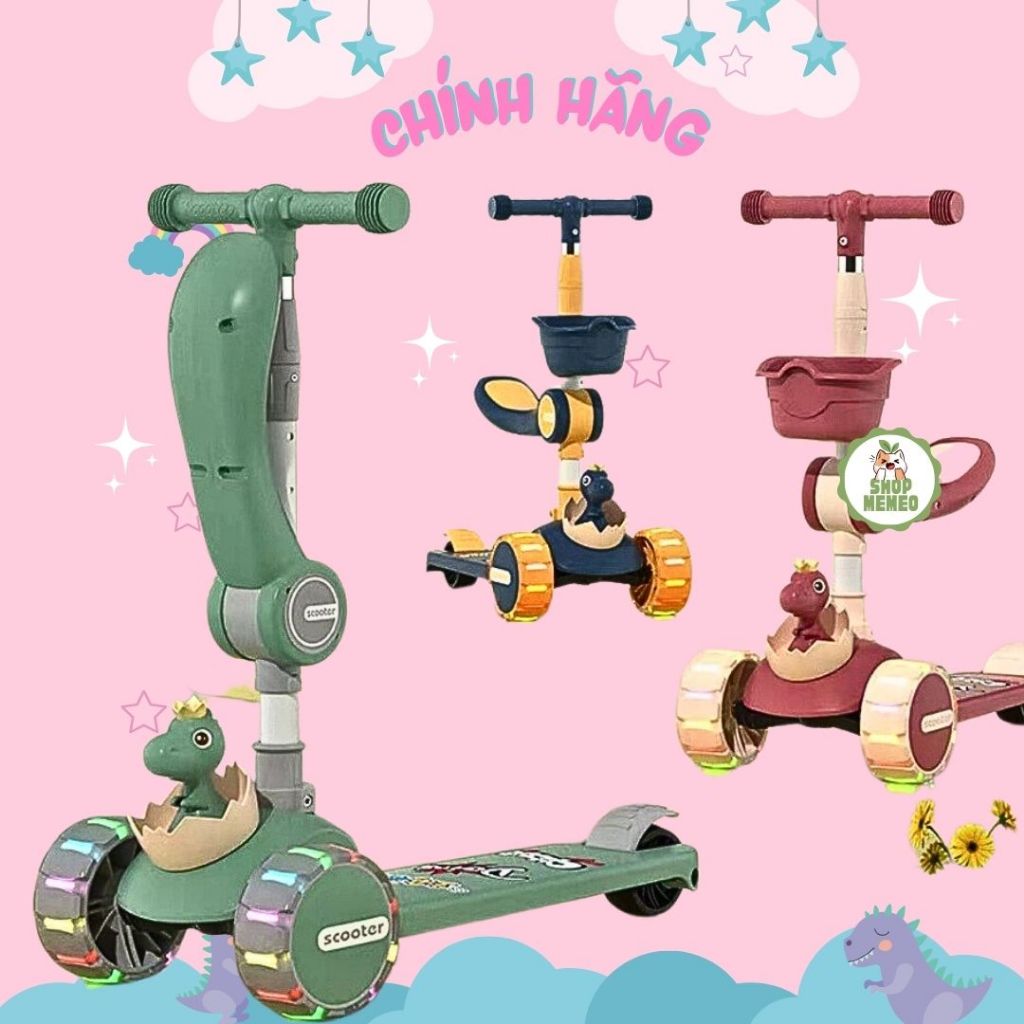 🍀XE TRƯỢT SCOTTER KIÊM XE CHÒI CHÂN PHÁT NHẠC- CÓ GHẾ NGỒI CHO BÉ🍀