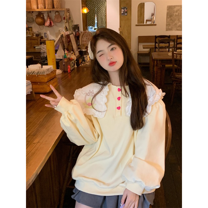 Áo nỉ tiểu thư dáng rộng phong cách ngọt ngào