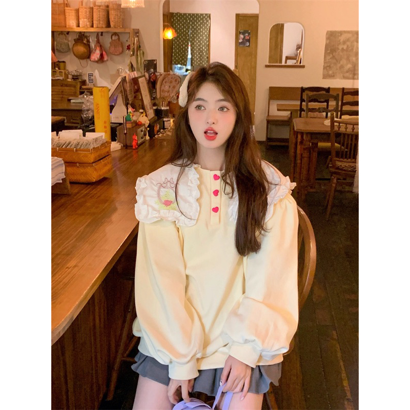 Áo nỉ tiểu thư dáng rộng phong cách ngọt ngào