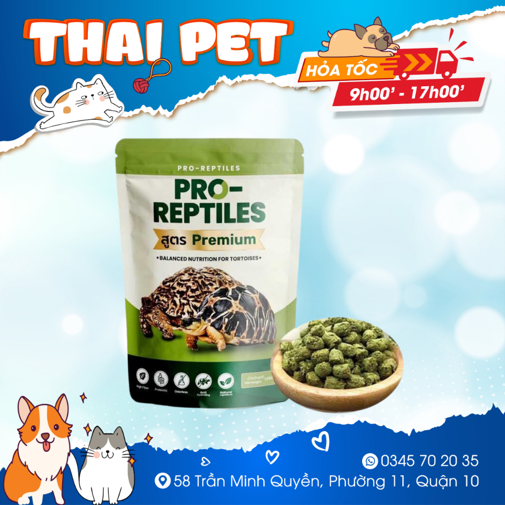 Thức Ăn Rùa Cạn Pro-Reptile 1kg (Xanh) Rùa cạn Rùa châu phi, da báo, chân đỏ, ấn độ, núi vàng