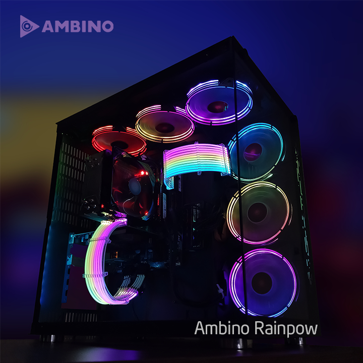 Bộ dây nguồn RGB 24Pin Ambino RainPow và Hub All In One V3