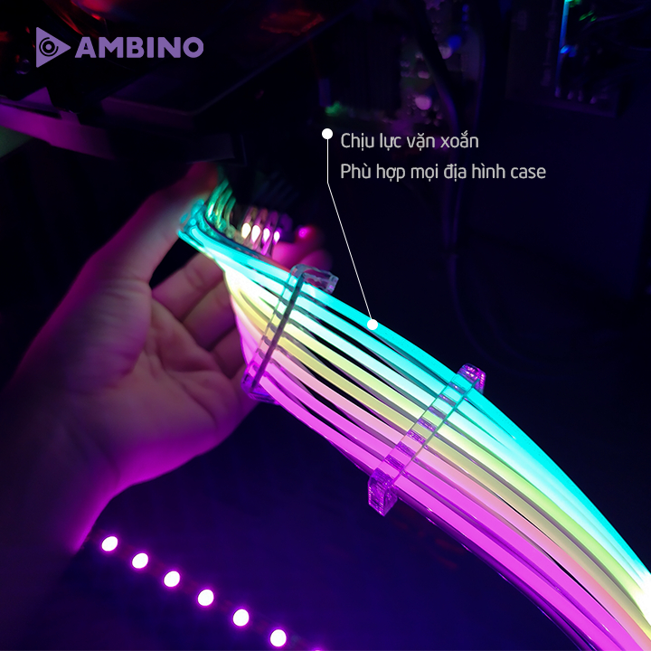Bộ dây nguồn RGB 24Pin Ambino RainPow và Hub All In One V3