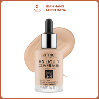 Kem nền mịn lì Catrice HD Liquid Coverage Foundation 24h che phủ tốt 30ml - Nika Cosmetics