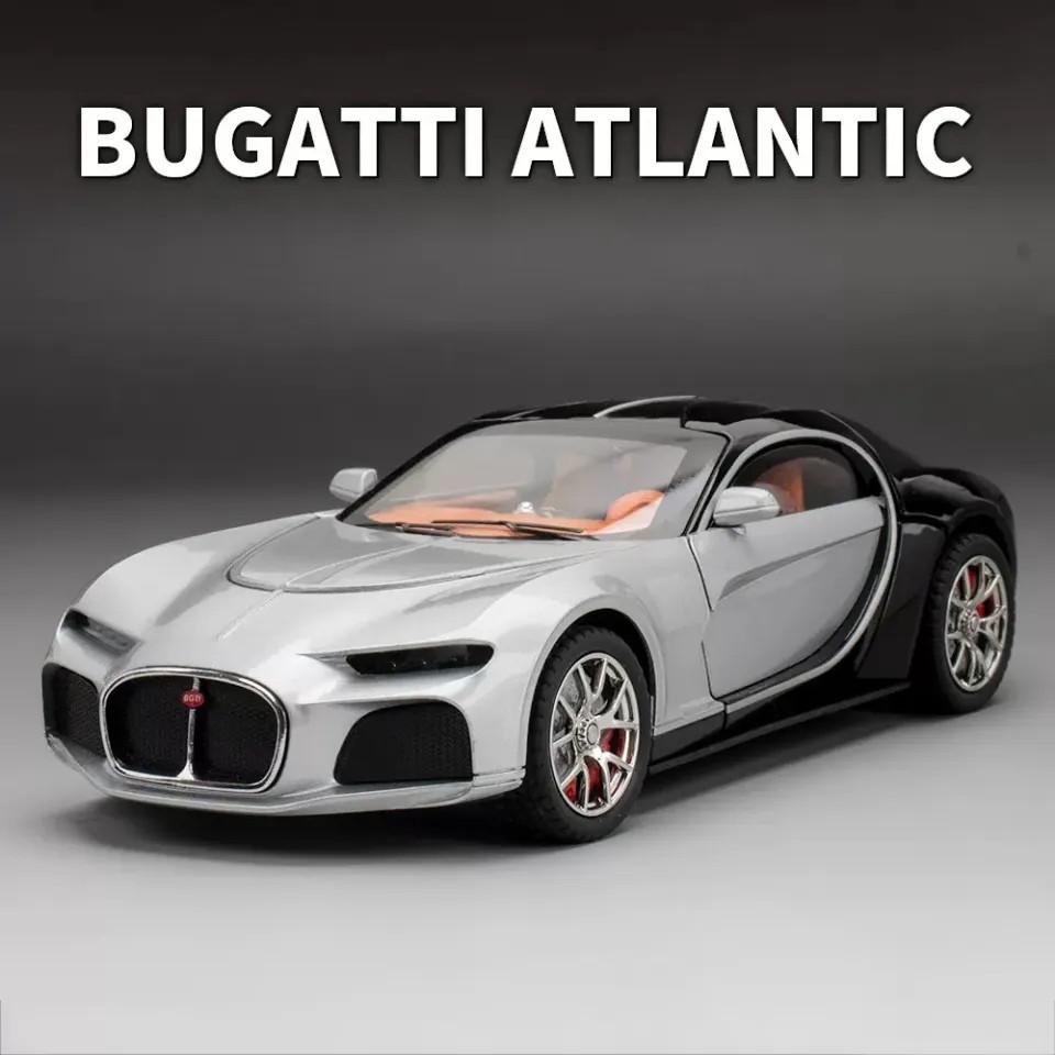 Mô hình đồ chơi tĩnh kim loại siêu xe ô tô Bugatti Atlantic tỉ lệ 1:24 hãng Chezi có đèn Led , còi và âm thanh đầy đủ