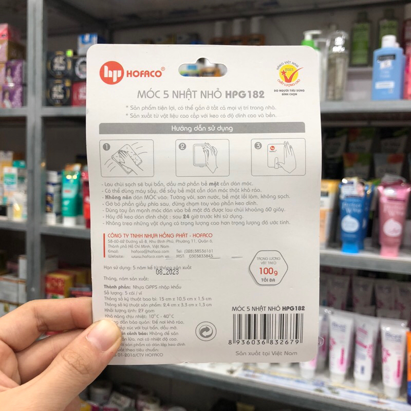 Móc dán tường 5 nhật nhỏ HOFACO-HPG182