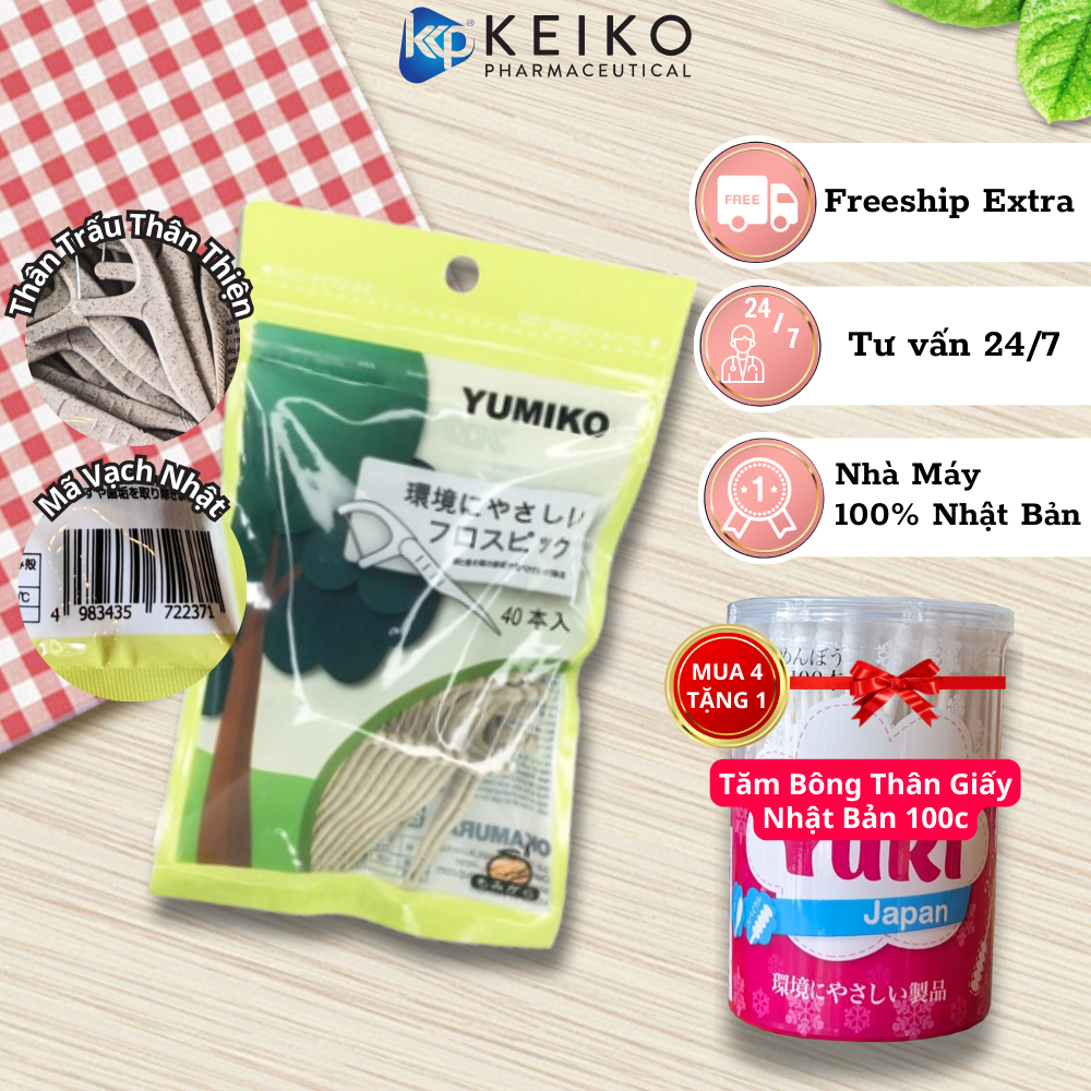 Chuẩn Nhật Tăm Chỉ Nha Khoa ECO YUMIKO Gói 40 Que Xỉa Tăng, Vệ Sinh An Toàn Răng Lợi