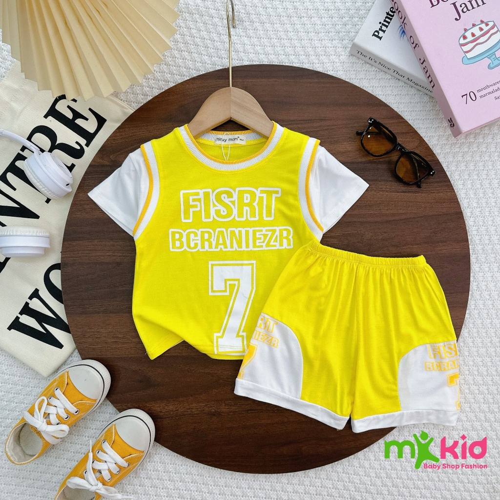 Bộ Cộc Tay Thể Thao Cho Bé Trai 💖FREE SHIP💖 Bộ Minky Mom Cộc Tay Chất Thun Lạnh siêu mềm mịn thoáng mát .