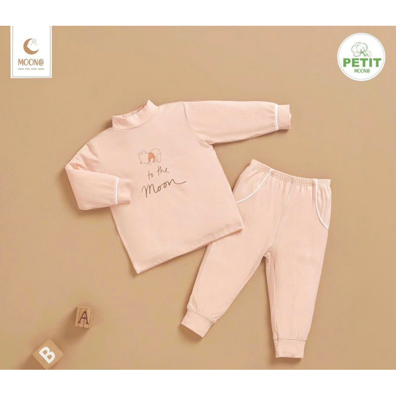Bộ Dài Tay Petit Moon Cổ 3cm Siêu Mềm Mịn Cho Bé 9m-3y