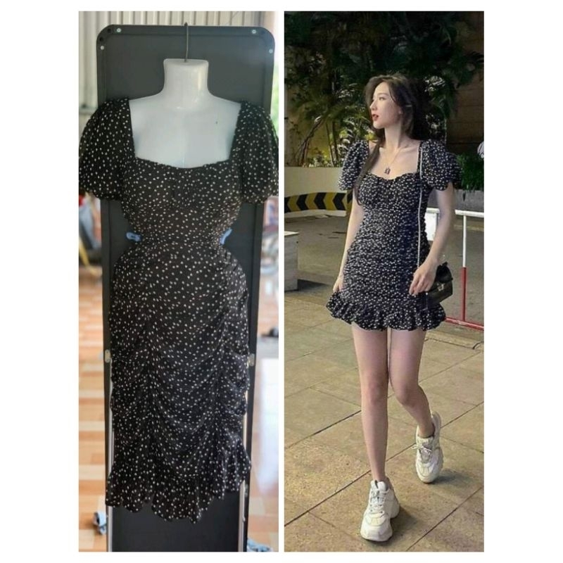 Đầm Nhún Tay Phồng Bi