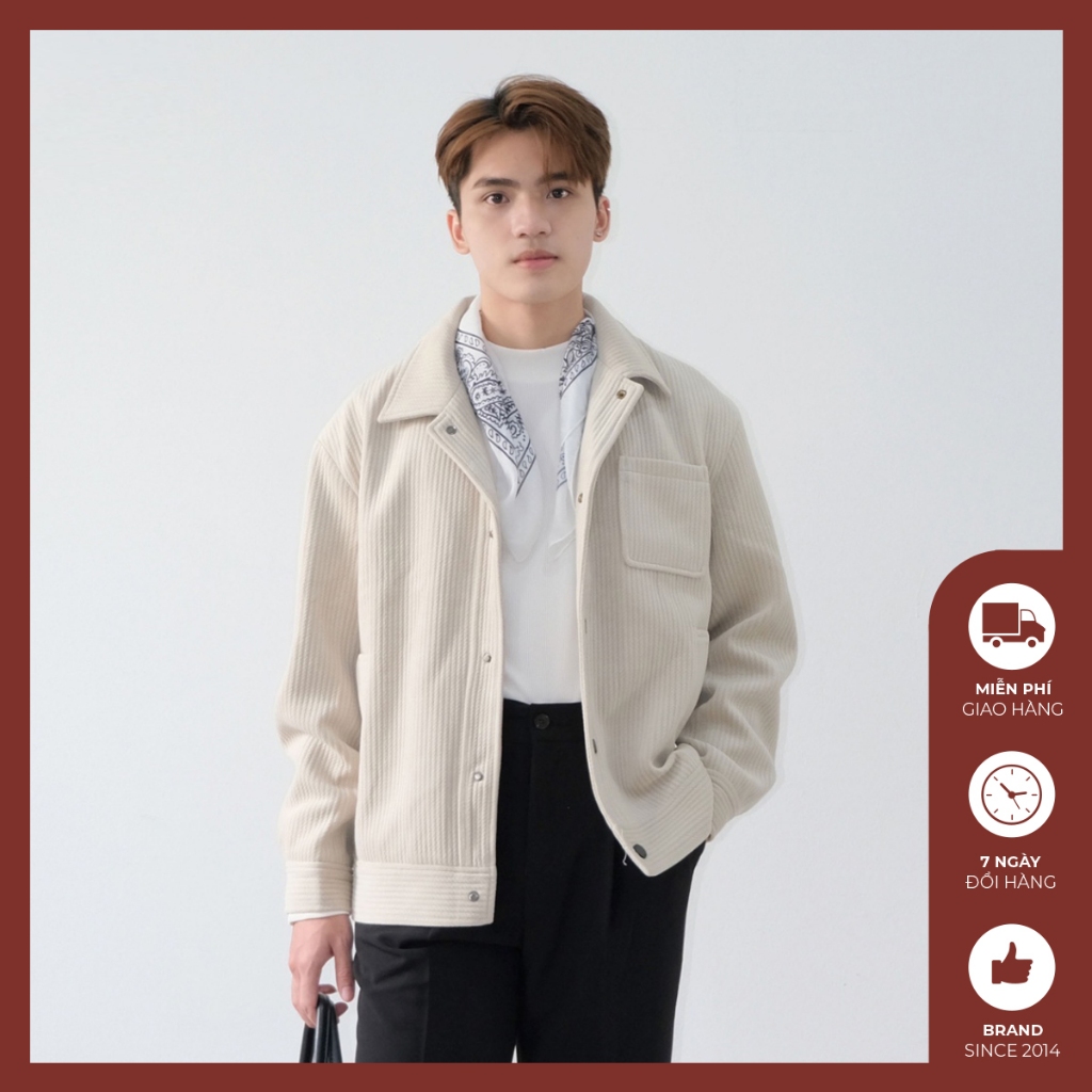 Áo khoác dạ nhung nam Độc menswear thiết kế cúc bấm, vải dày 2 lớp túi nhỏ bên ngực trái áo, hot trend - AK415