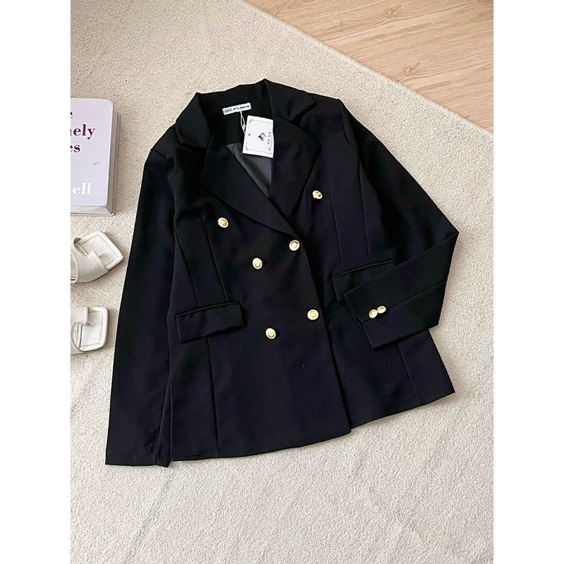 Áo blazer khuy vàng 2 lớp có độn vai