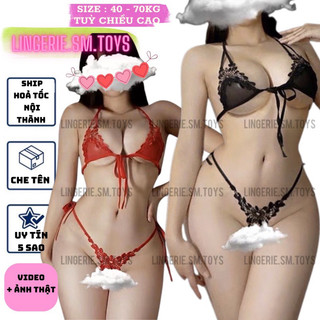 MeR017 Đồ Lót Nữ - Set 2 Mảnh Ren - Nội Y Ren Lộ Đũng Táo Bạo