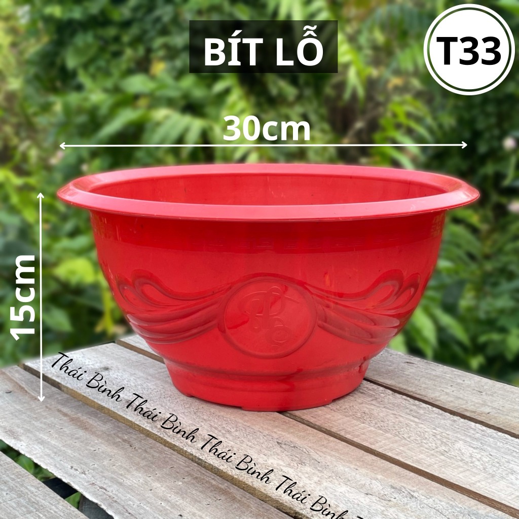[5 Cái] Chậu Nhựa Bít Lỗ T33 (30x15)