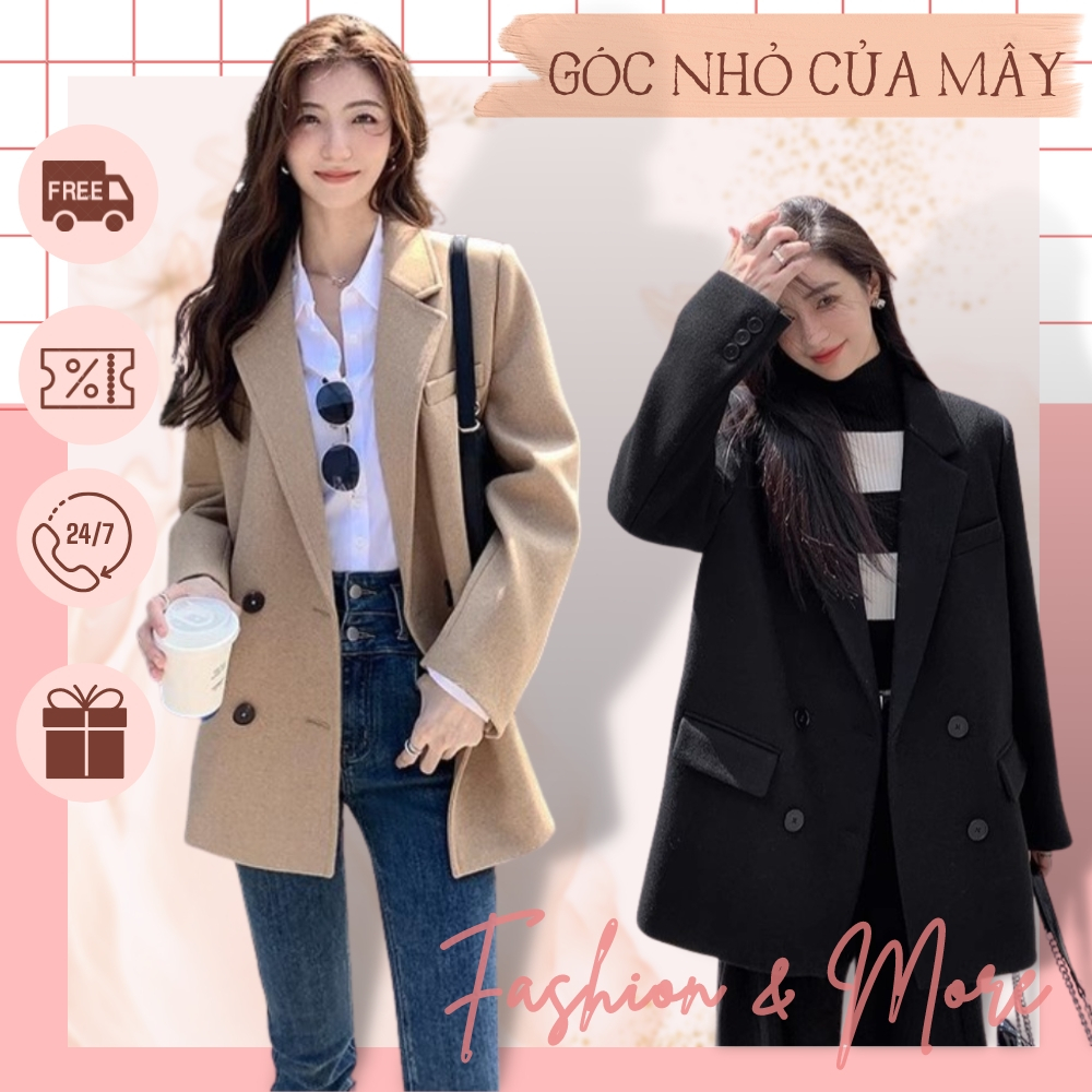 (HÀNG ORDER) MV06 Áo khoác dạ lông cừu Mulvan dáng ngắn phong cách Hàn Quốc GNCM