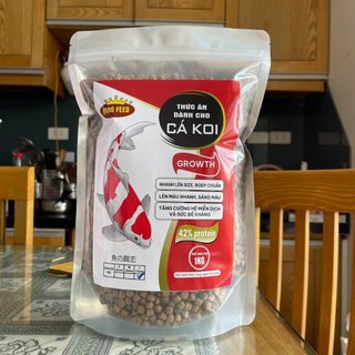 Thức ăn cá koi king feed 42% đạm, túi 1 kg tăng size nhanh, tăng sức đề kháng, body chuẩn
