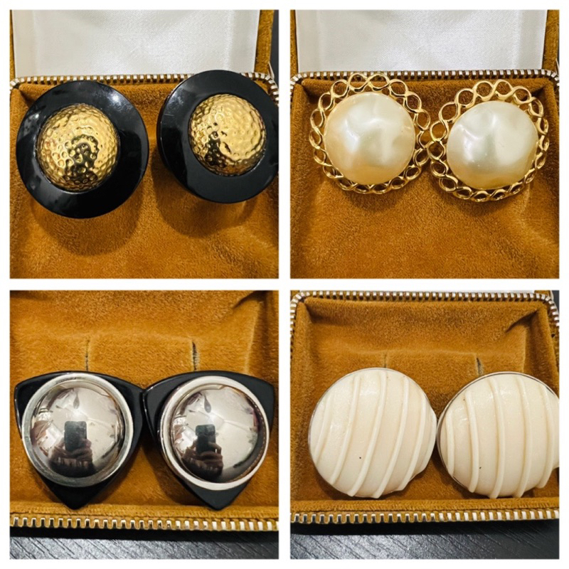 Bông tai vintage nhựa phối kim loại dạng kẹp