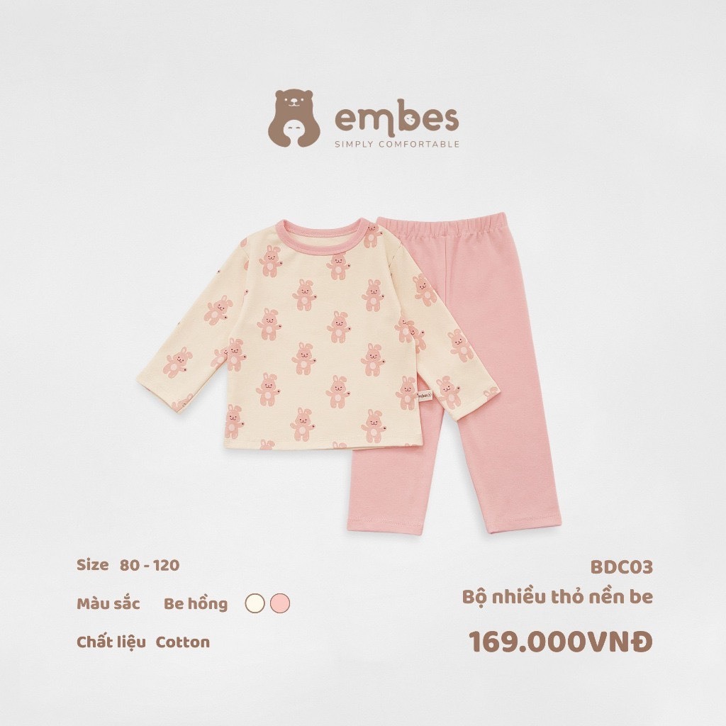Embes - Bộ cotton nỉ dày dặn ấm áp cho BT/BG