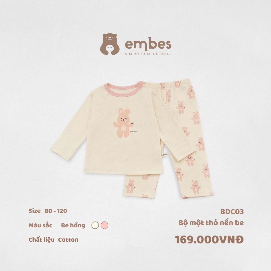 Embes - Bộ cotton nỉ dày dặn ấm áp cho BT/BG