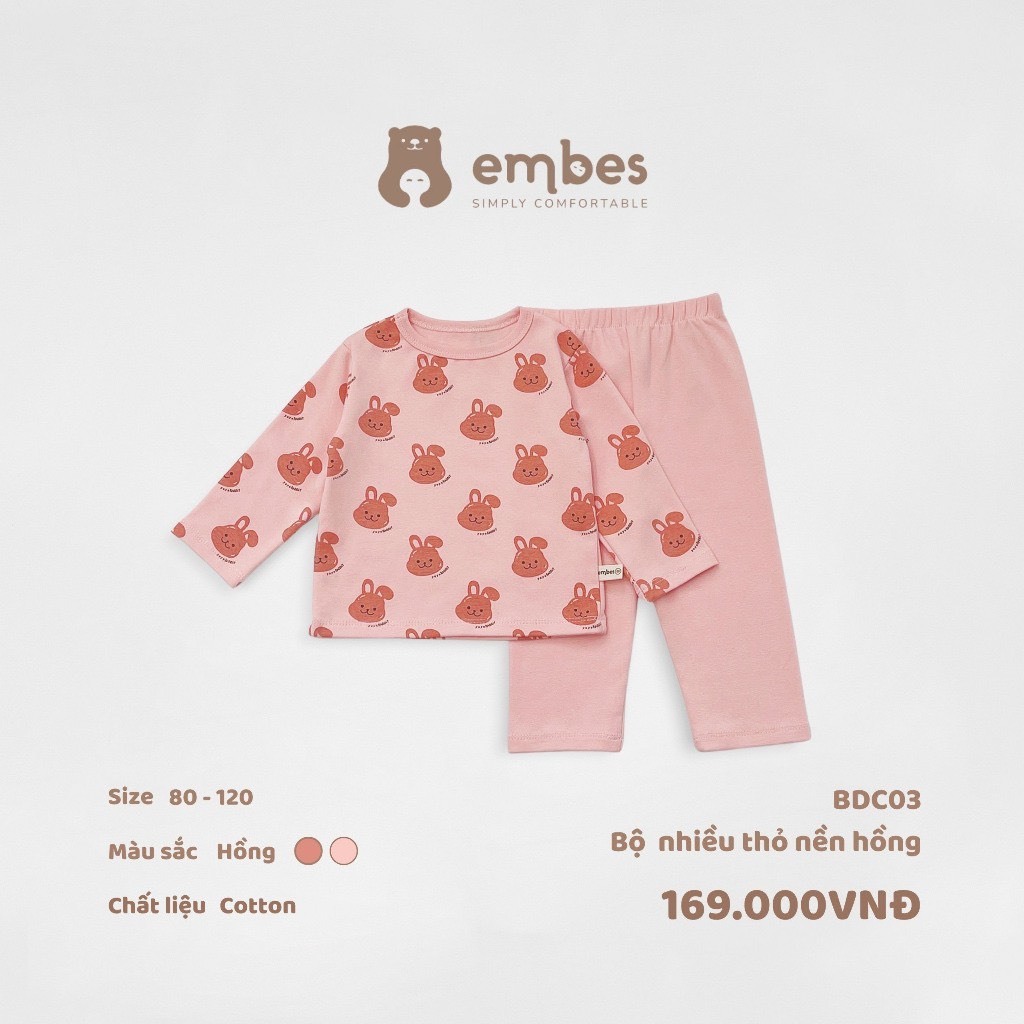 Embes - Bộ cotton nỉ dày dặn ấm áp cho BT/BG
