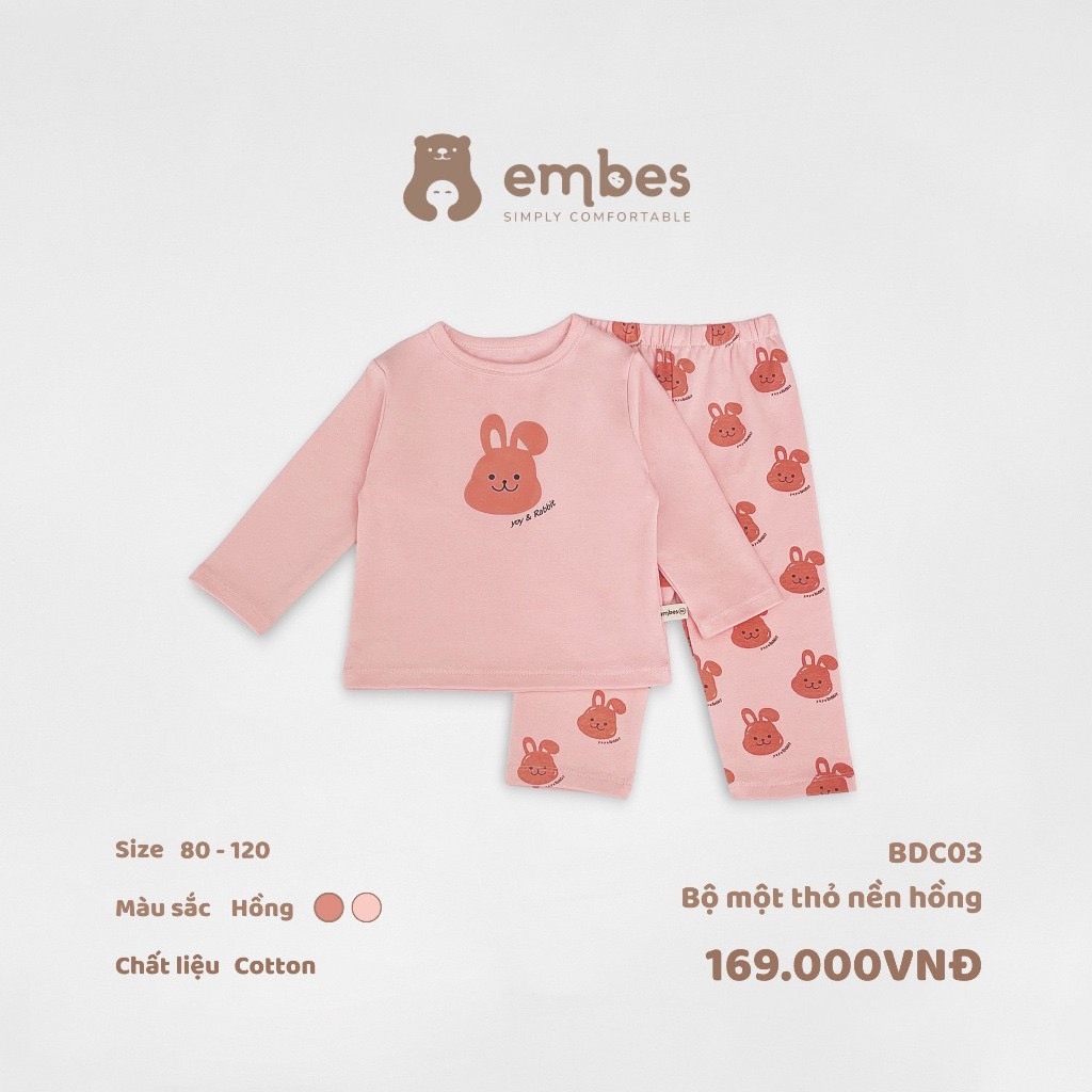 Embes - Bộ cotton nỉ dày dặn ấm áp cho BT/BG