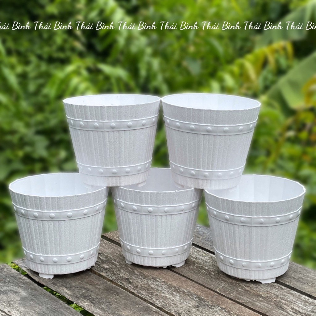 [5 Cái] Chậu Nhựa Thùng Gỗ (17x15)