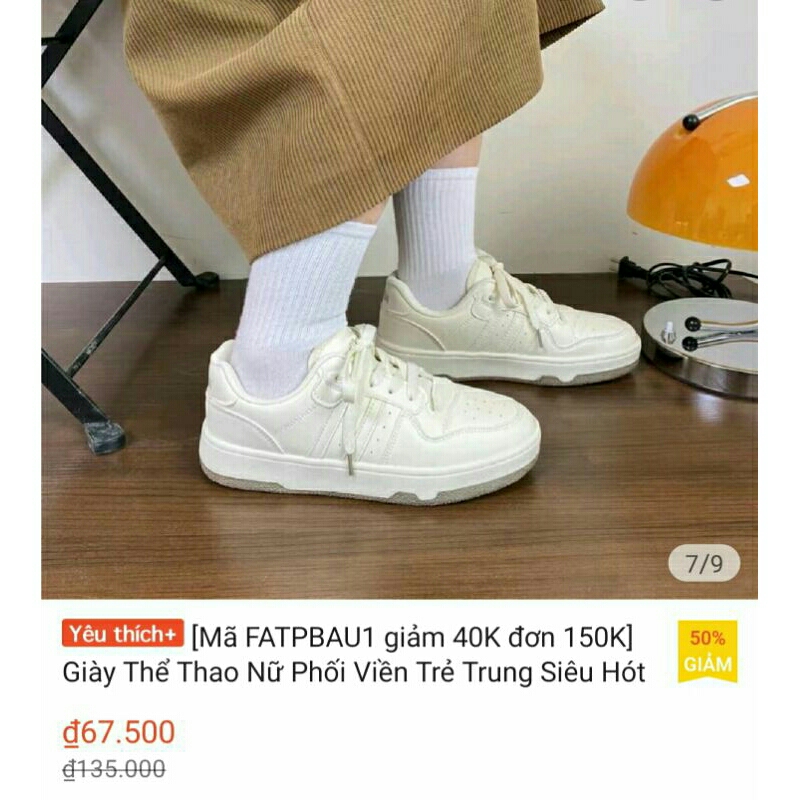 Giày thể thao nữ phối viền  size 35