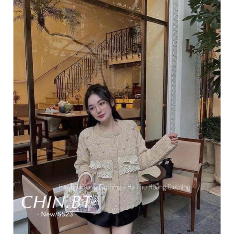 ÁO KHOÁC LEN BÈO PHA REN SIÊU XINH