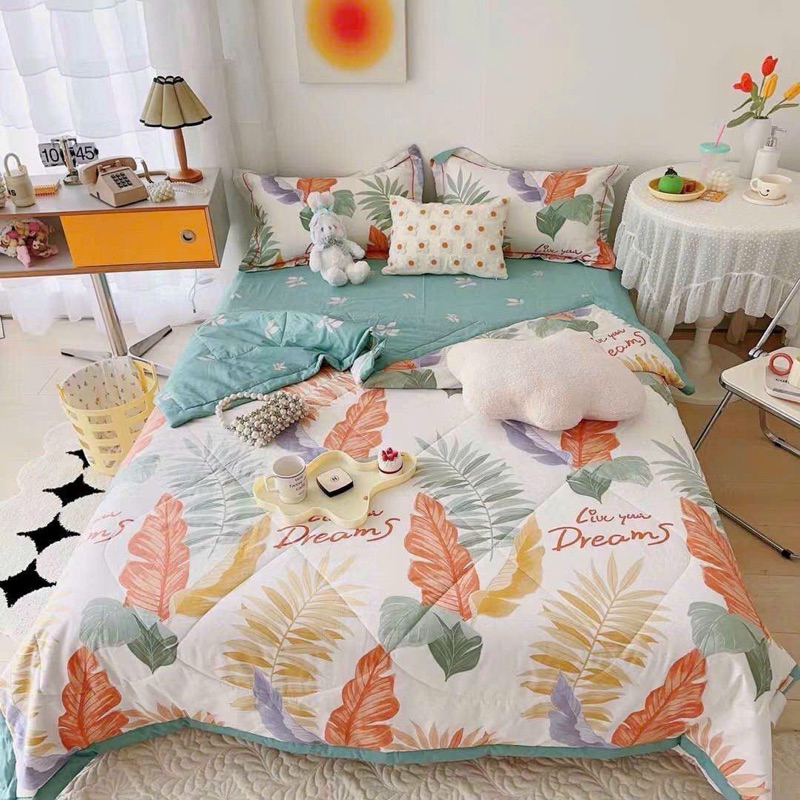 Bộ Chăn Ga Gối Cotton Living Trần Hè Siêu Mát ,Chát Liệu 100% Cotton Có Đủ Kích Thước