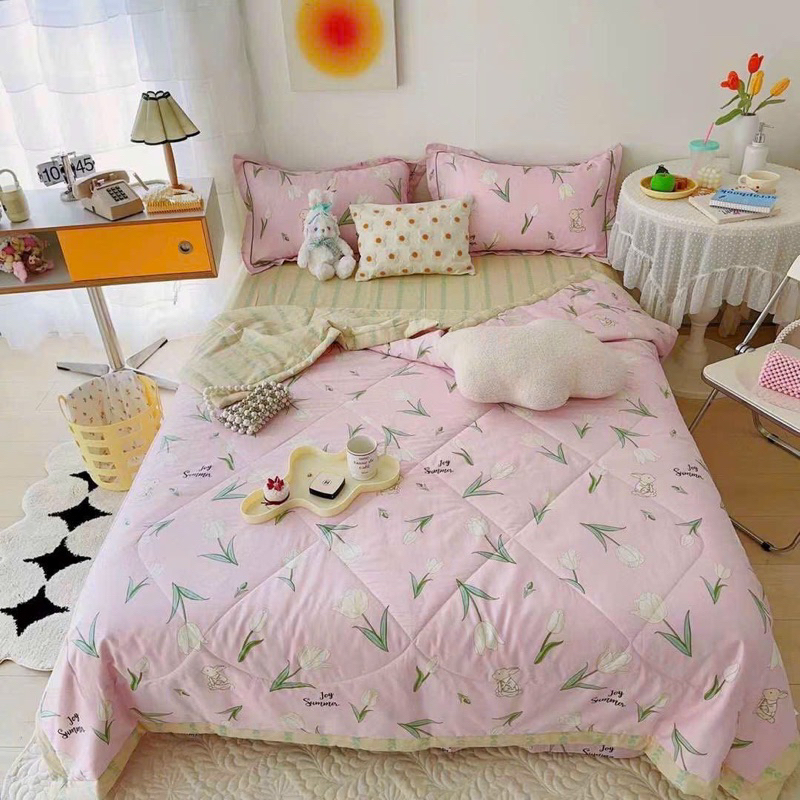 Bộ Chăn Ga Gối Cotton Living Trần Hè Siêu Mát ,Chát Liệu 100% Cotton Có Đủ Kích Thước