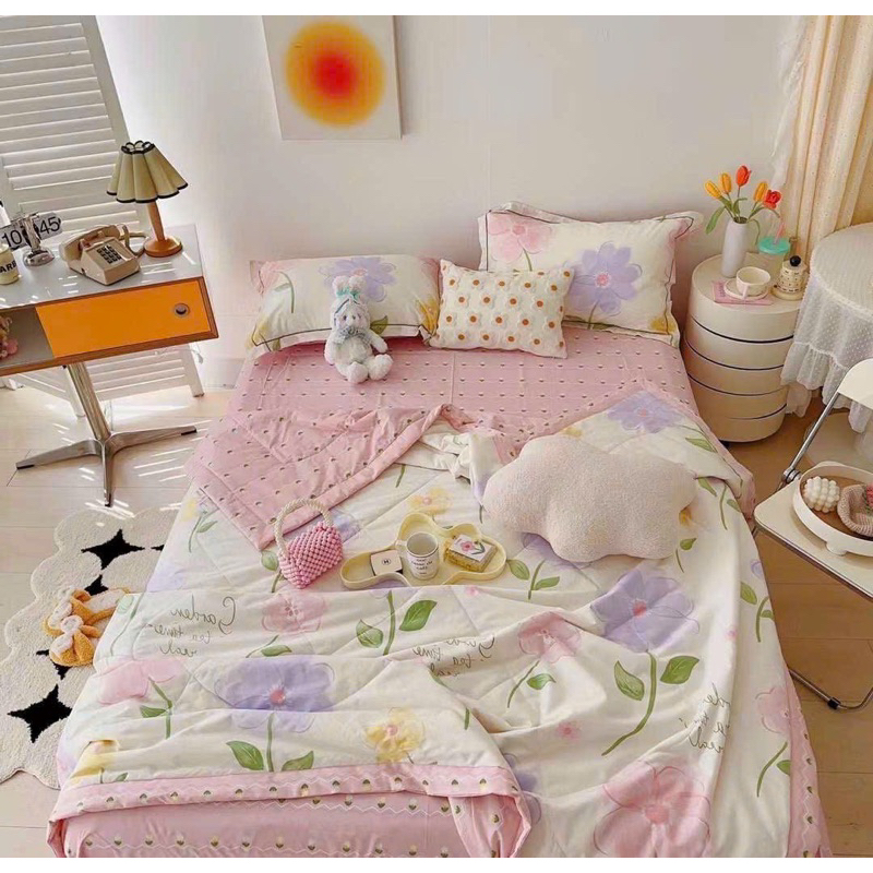 Bộ Chăn Ga Gối Cotton Living Trần Hè Siêu Mát ,Chát Liệu 100% Cotton Có Đủ Kích Thước