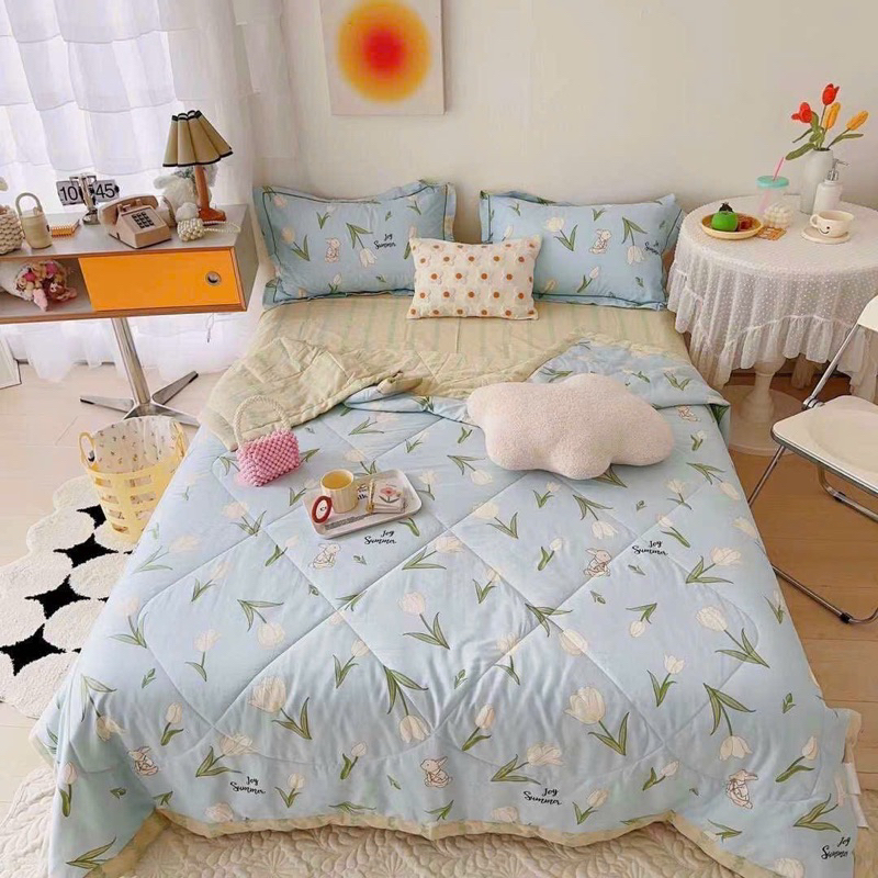 Bộ Chăn Ga Gối Cotton Living Trần Hè Siêu Mát ,Chát Liệu 100% Cotton Có Đủ Kích Thước