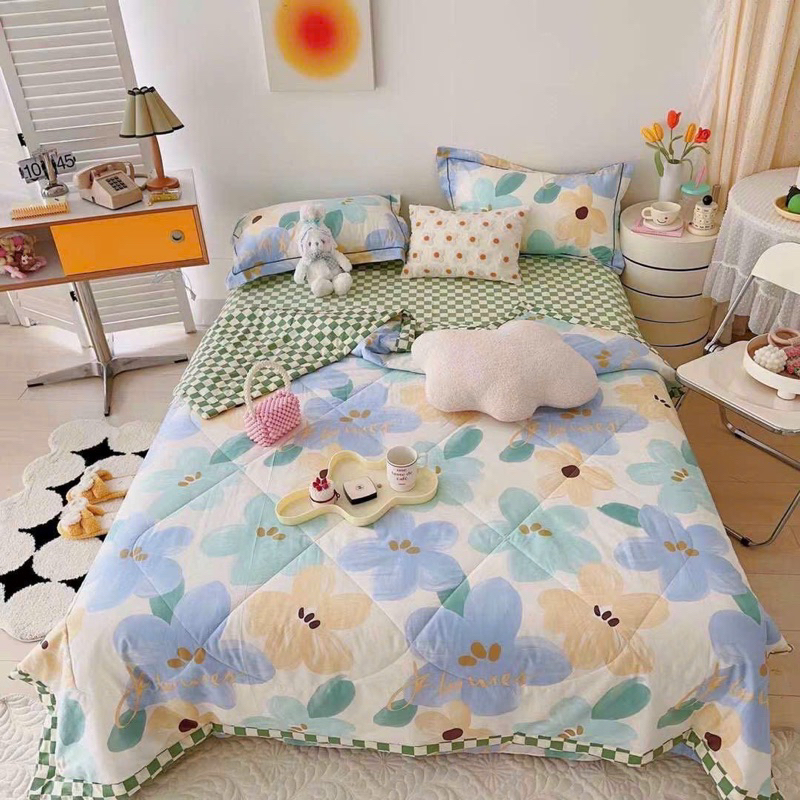 Bộ Chăn Ga Gối Cotton Living Trần Hè Siêu Mát ,Chát Liệu 100% Cotton Có Đủ Kích Thước